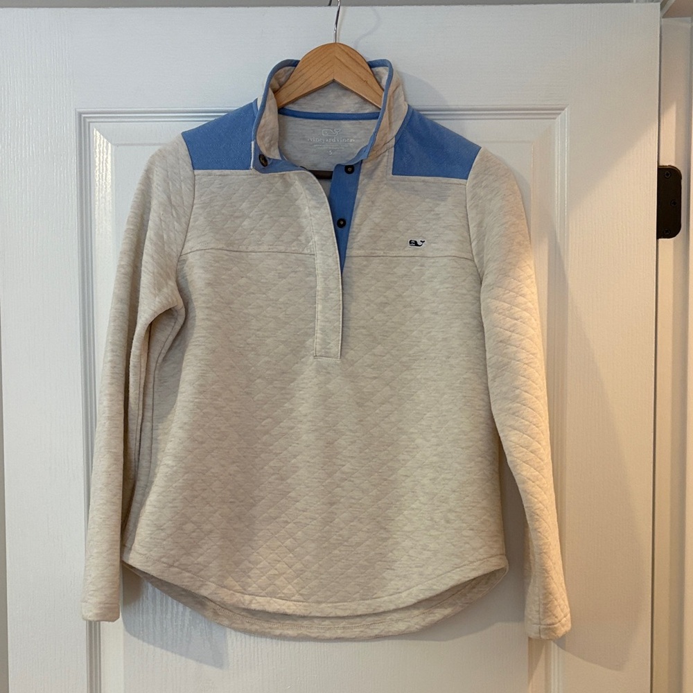 Vineyard Vines Shepard Shirt - Cream and Blue